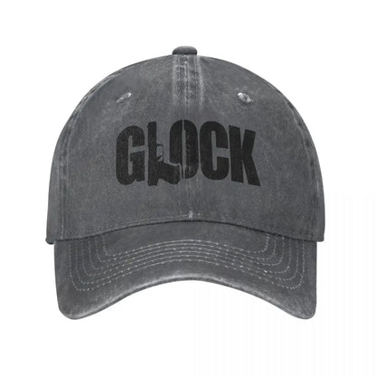 Glock Tactical Shooting Gun Baseball Caps Distressed Denim