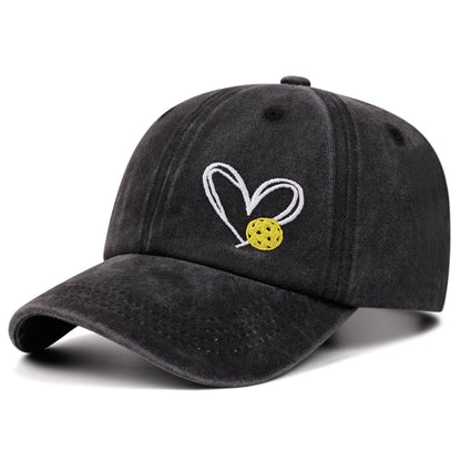 Love Pickleball Hat Washed Retro Embroidery Baseball Caps