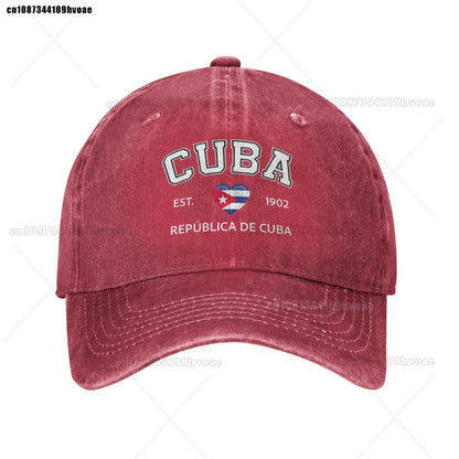 Cuba Baseball Cap EST.1902 La República De Cuba Denim Caps