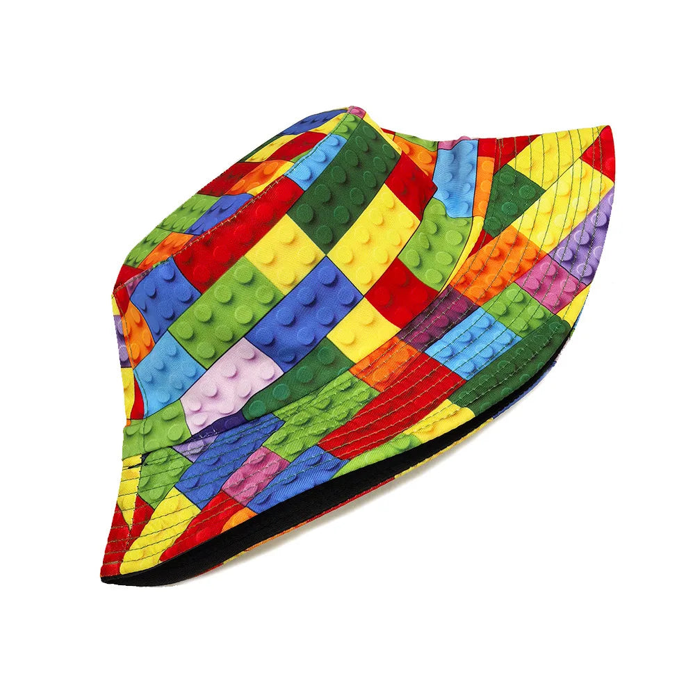 Fashion Blocks Pattern Panama Bucket Hats