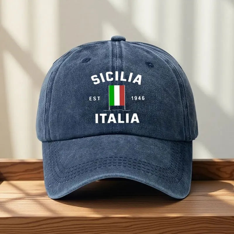 Italian Flag Baseball Cap MAROON With Sicily EST 946