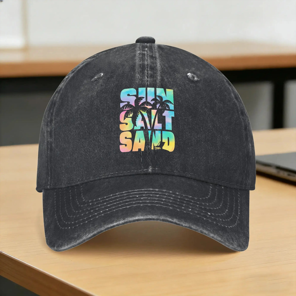 Baseball Cap Funny Sun Salt Sand Vacation Beach Vintage 70s Retro Cute Summer