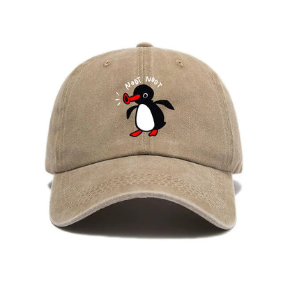 Cross-Border Hottest Curved Brim Wash Cotton Baseball Cap Cartoon Penguin