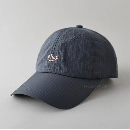 Quick Dry Baseball Cap With Letter Embroidery & Plaid