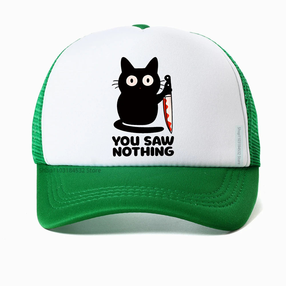 You Saw Nothing Black Cat Baseball Cap