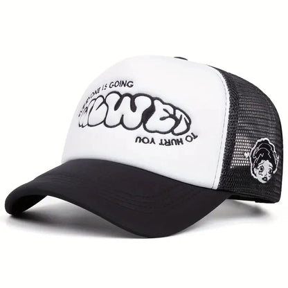 A Little Girl With A Crying Face A Sponge Embroidered Baseball Cap