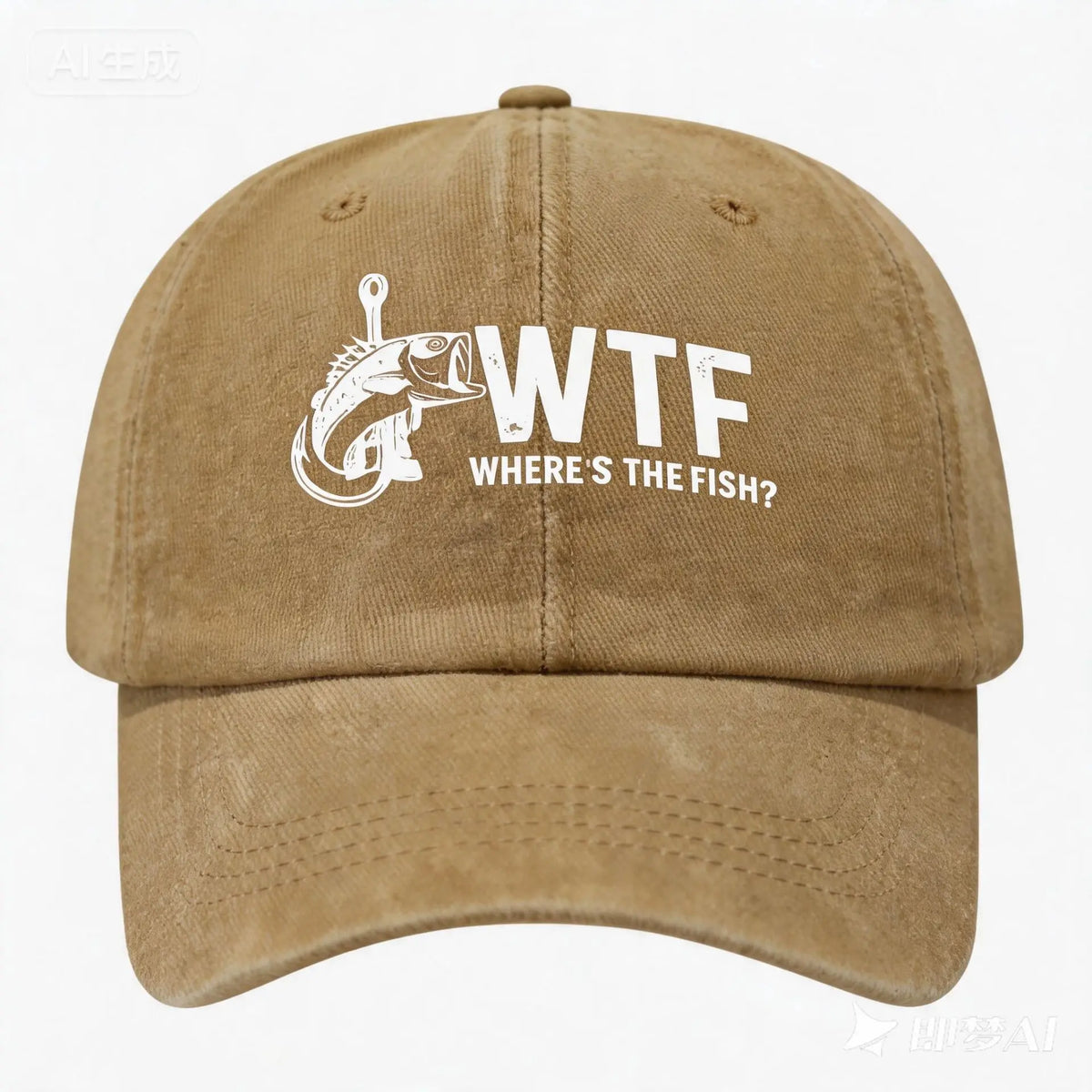 Where Is the Fish WTF Distressed Baseball Cap