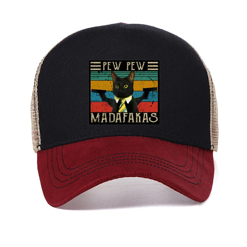 Funny Cat Pew Pew Madafakas Print Baseball Cap