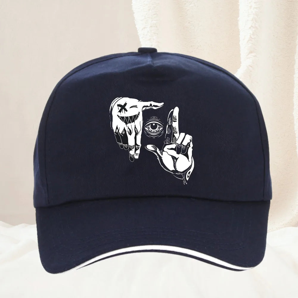 Cartoon Gesture Eye Personalized Pattern Printed Baseball Cap
