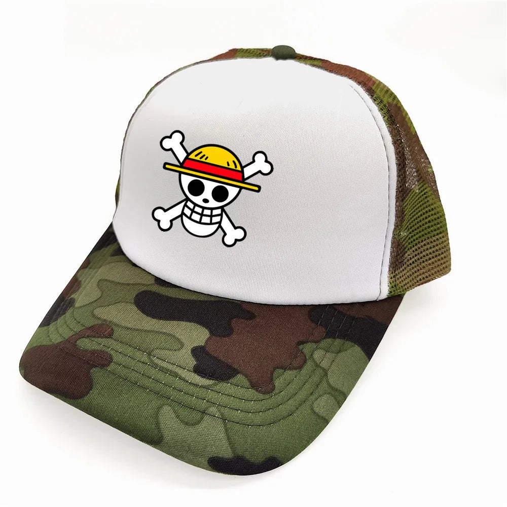 Monkey D Luffy Trucker Cap Men Anime One Piece Straw Hat Baseball Cap