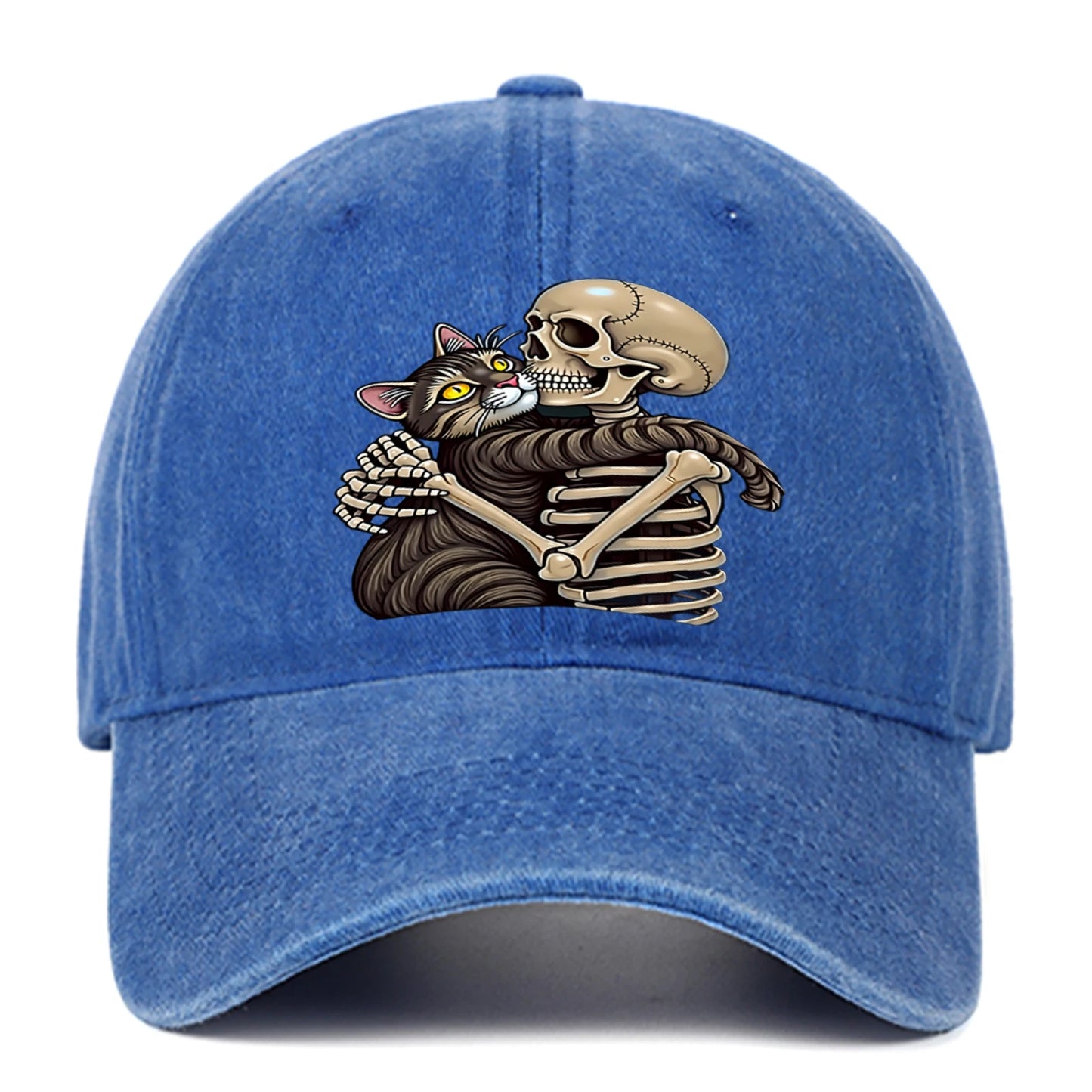 Cat And Skeleton Printed Baseball Hat For Men And Women