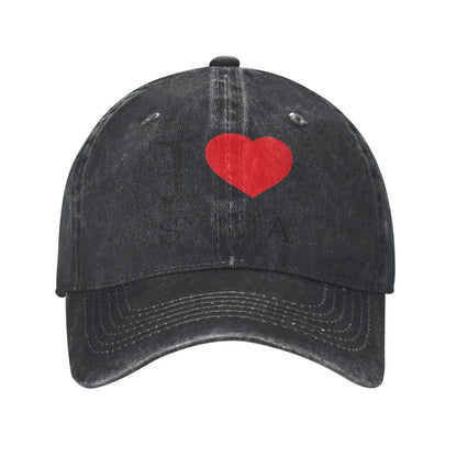 Syrian Flag Heartbeat Sun Baseball Cap I Love Syria Map Cool Female Male