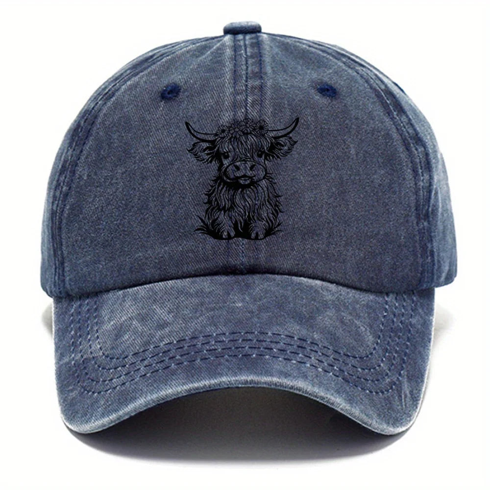 Pack Of Cartoon Calf Print Washed Vintage Soft Top Sunshade Baseball Caps