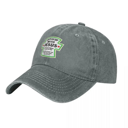Catch Up With Jesus, Christian, Humorous Denim Hat Baseball Hat