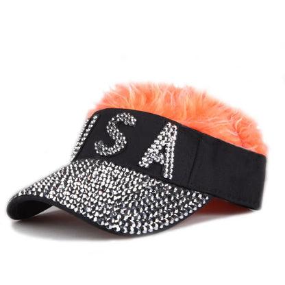 USA Wig Hat Baseball Cap Women Female Male Visors Sun Hat Cotton