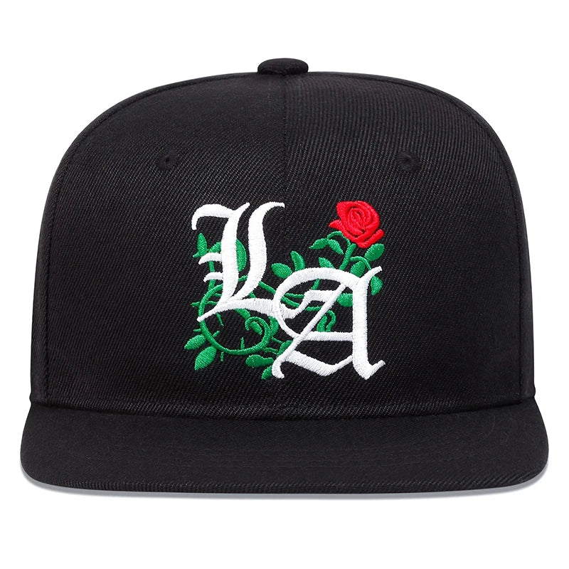 Unisex LA Rose Embroidery Hip-hop Hats Fashion