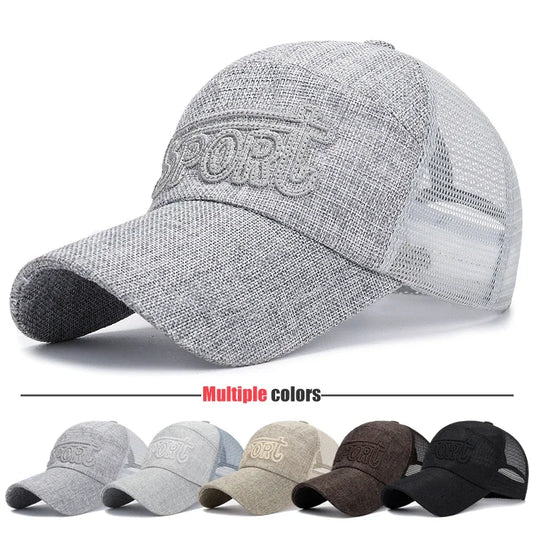 New Fashion Outdoor Sport Baseball Cap Linen Mesh Fabric Embroidery