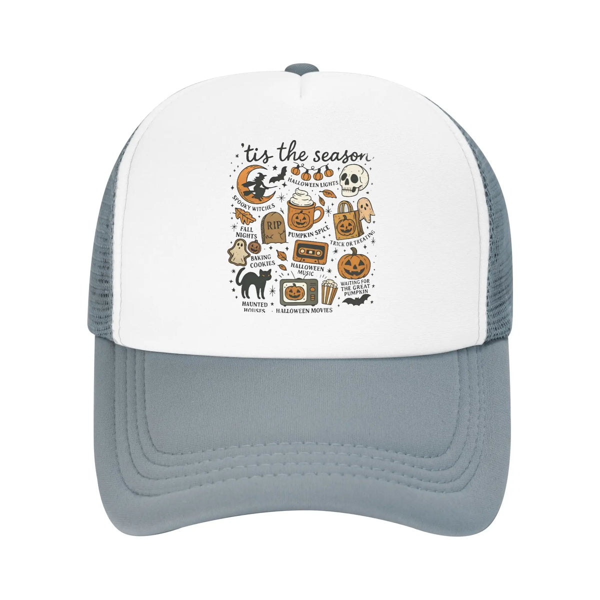 Halloween Trucker Caps Mesh Baseball Caps Ghost Pumpkin