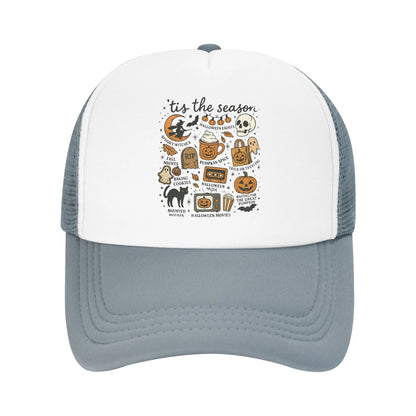 Halloween Trucker Caps Mesh Baseball Caps Ghost Pumpkin