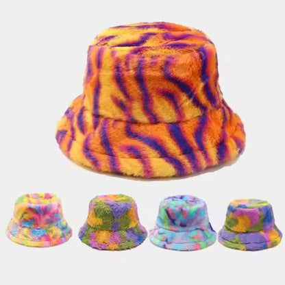 Winter Fluffy Bucket Hats With Fleece-Lined