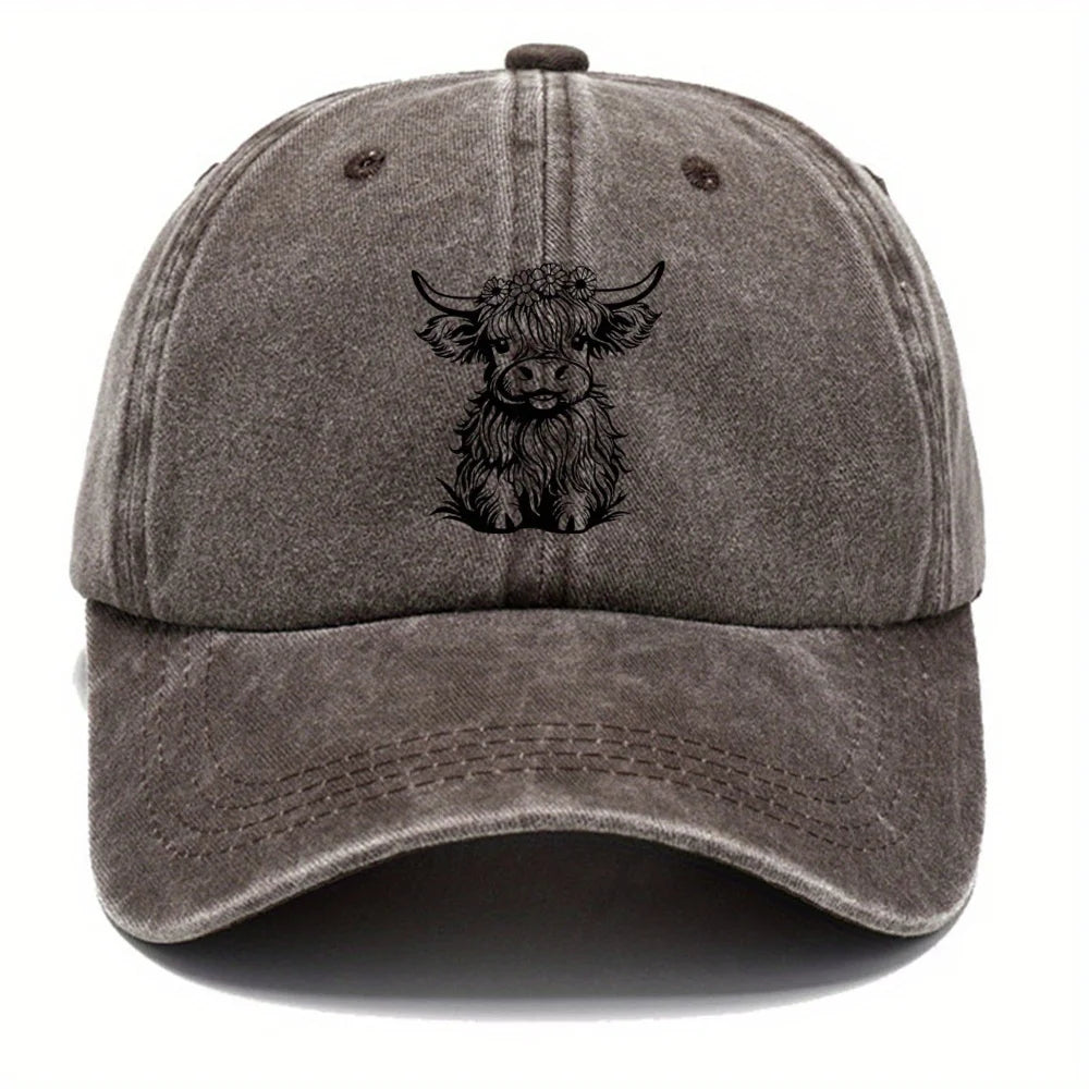 Pack Of Cartoon Calf Print Washed Vintage Soft Top Sunshade Baseball Caps