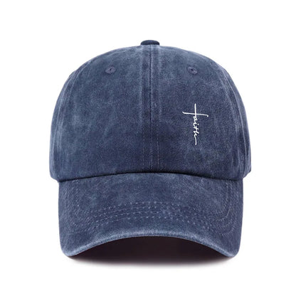 Retro Washed Water-Resistant Universal Cross-Print Baseball Cap