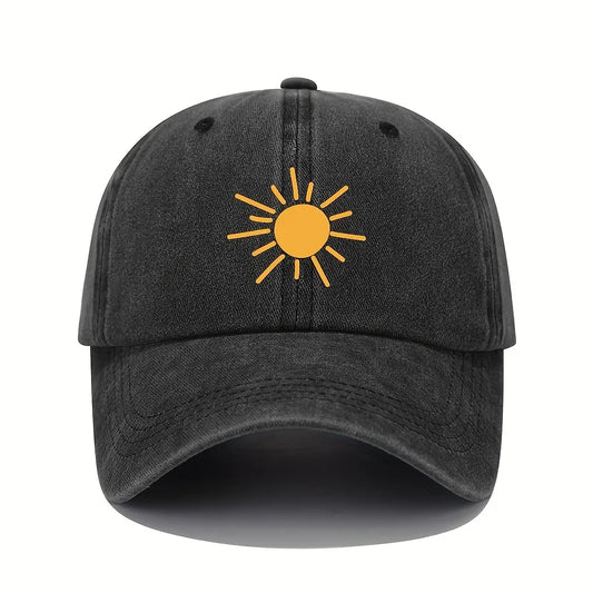 Golden Sun Print Baseball Cap For Both Men And Women