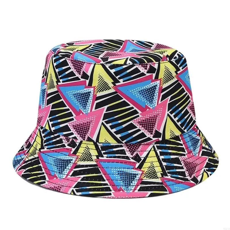 M6CD Fisherman Hat 80s 90s Bucket Hat Cloche Geometric Bucket Hat