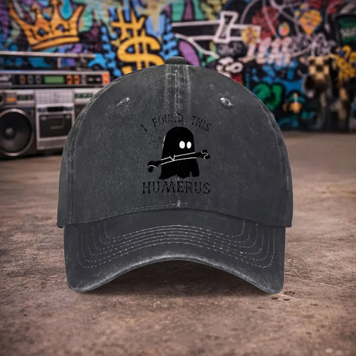 Ghost Bone Pattern Vintage Washed Baseball Cap