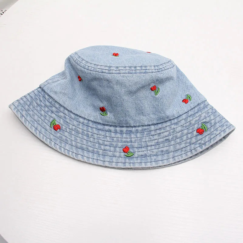 New Summer Washed Denim Bucket Hats