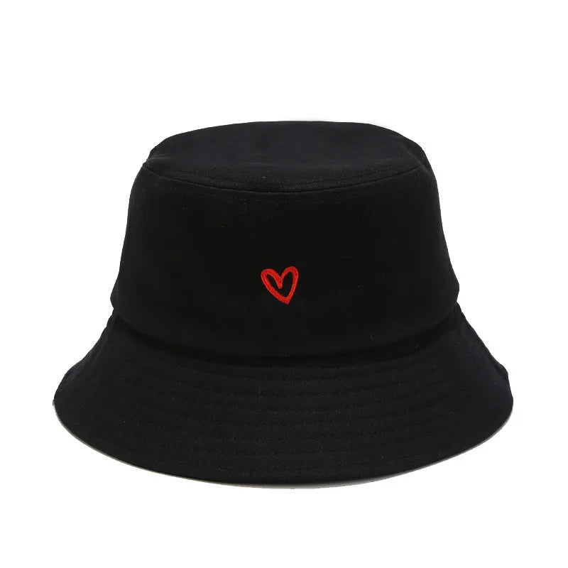 Love Embroidery Cotton Bucket Hat For Men And Women Beach