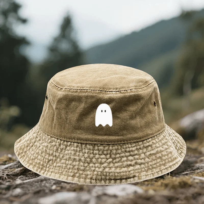 This Adjustable Hat Features a "White " Design Bucket Hat