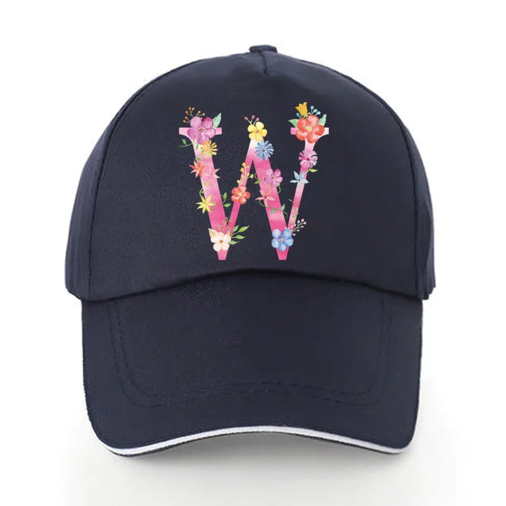Men Baseball Cap Pure Cotton Adjustable Back Buckle Hat Pink Letter Print