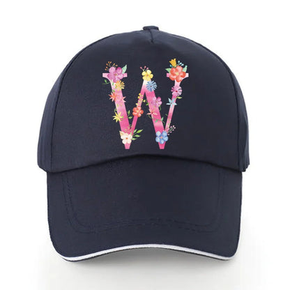 Men Baseball Cap Pure Cotton Adjustable Back Buckle Hat Pink Letter Print