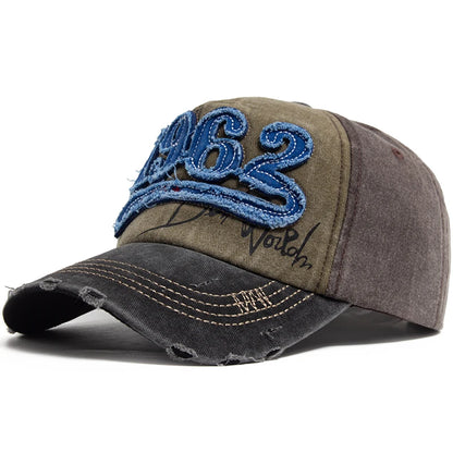 Fashion Vintage Washed Cotton Baseball Cap Men Digit 1962 Embroidery Snapback Spring Autumn Women