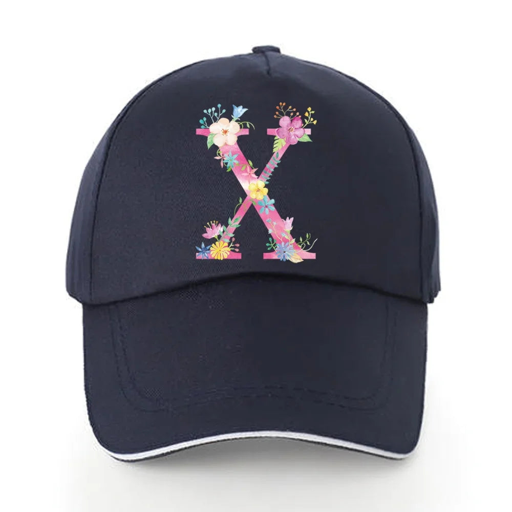 Men Baseball Cap Pure Cotton Adjustable Back Buckle Hat Pink Letter Print