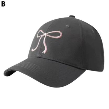 Bow Baseball Cap Embroidered Sweet Cute Soft