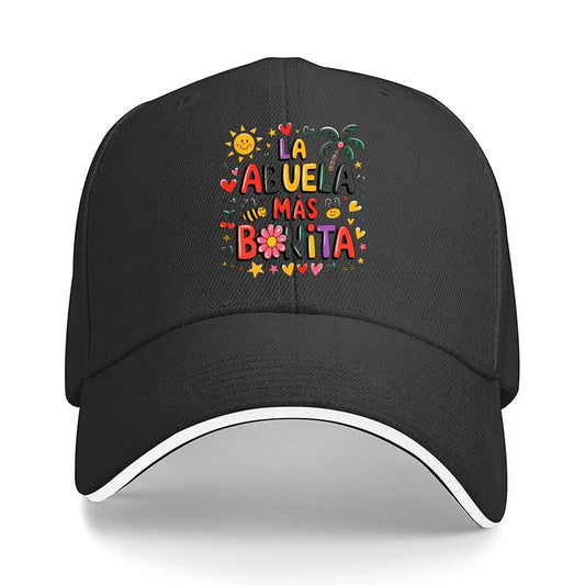 La Abuela Mas Bonita Spanish Grandma Floral Sun Hearts Sandwich Baseball Cap