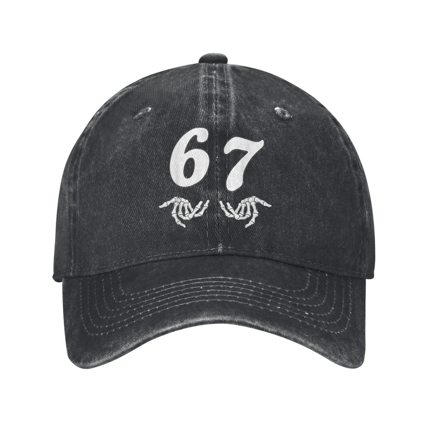Summer Funny Six Seven 6 7 Meme Halloween 67 Skeleton Hand Baseball Cap