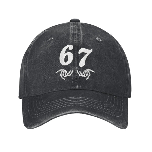Summer Funny Six Seven 6 7 Meme Halloween 67 Skeleton Hand Baseball Cap