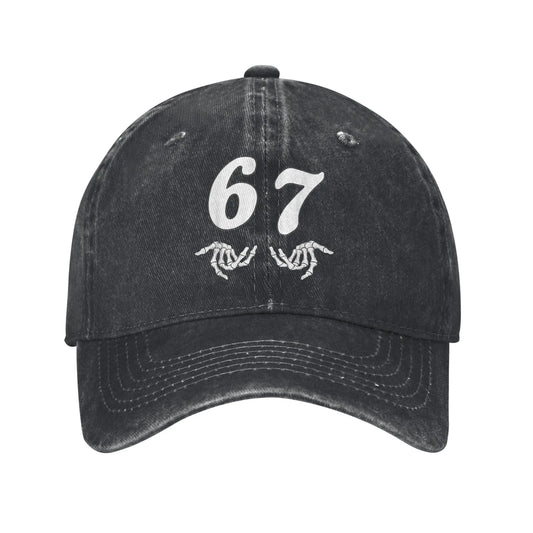 Summer Funny Six Seven 6 7 Meme Halloween 67 Skeleton Hand Baseball Cap