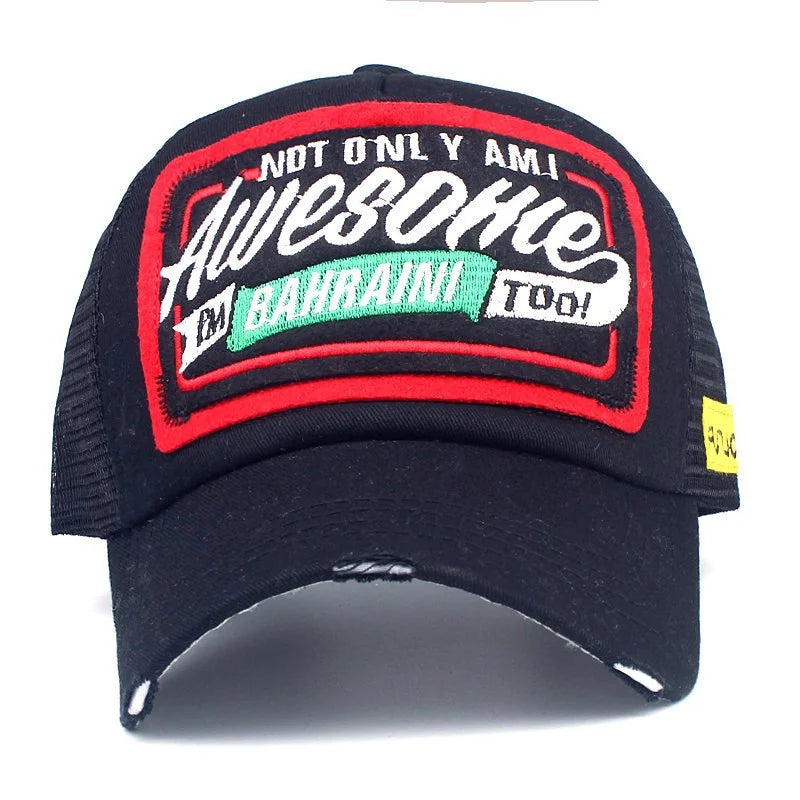 New Mesh Embroidery Letter Awesome Baseball Cap