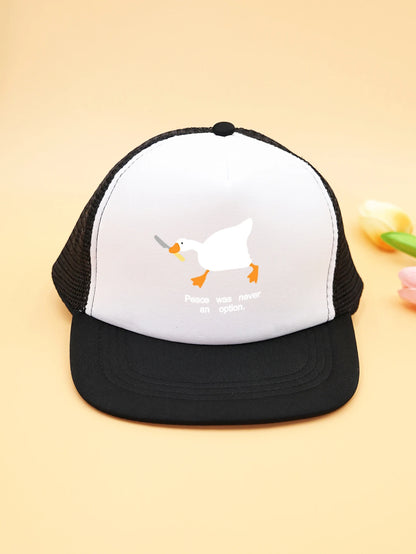 Children's Big Stupid Goose Print Mesh Breathable Baseball Cap