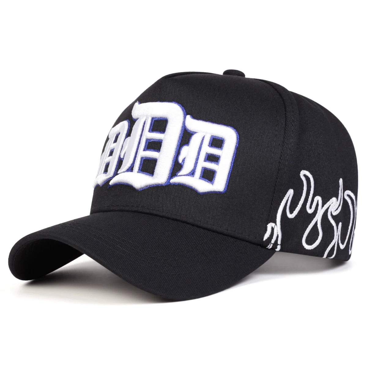 Unisex Gothic D Letter Flame Embroidery Baseball Caps Spring and Autumn Outdoor