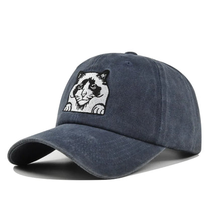 Vintage Cat Embroidery Baseball Cap