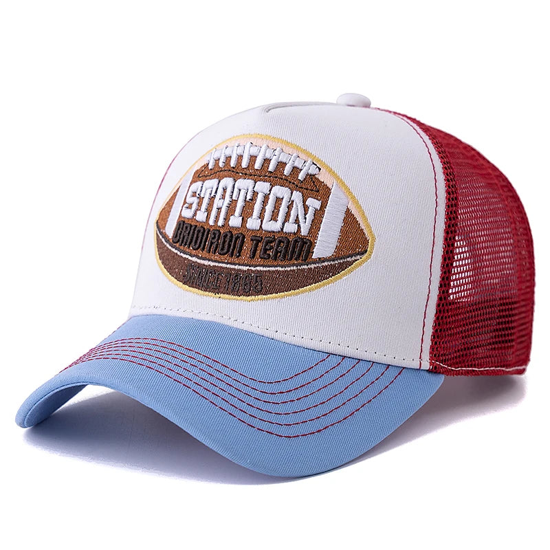 Unisex Football Pattern Mesh Summer Breathable Baseabll Cap