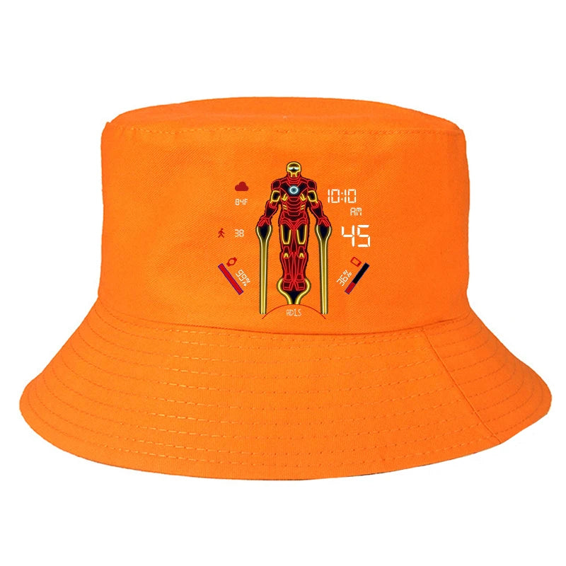 Marvel Iron Man Bucket Hat Casual Graphic Vintage Cartoon Beach Panama Hats