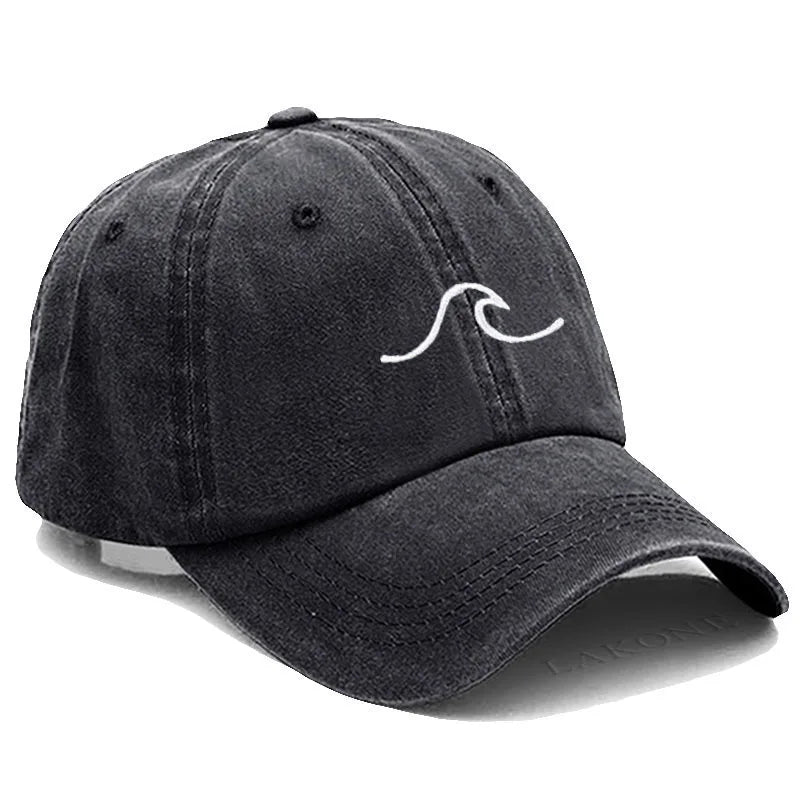 Men's Baseball Cap Women's Washed Cotton Waves Embroidery Embroidery Sport Golf Caps For Man