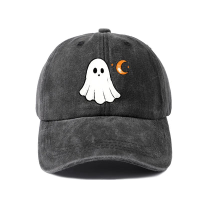 Ghost And Crescent Moon Graphic Baseball Cap