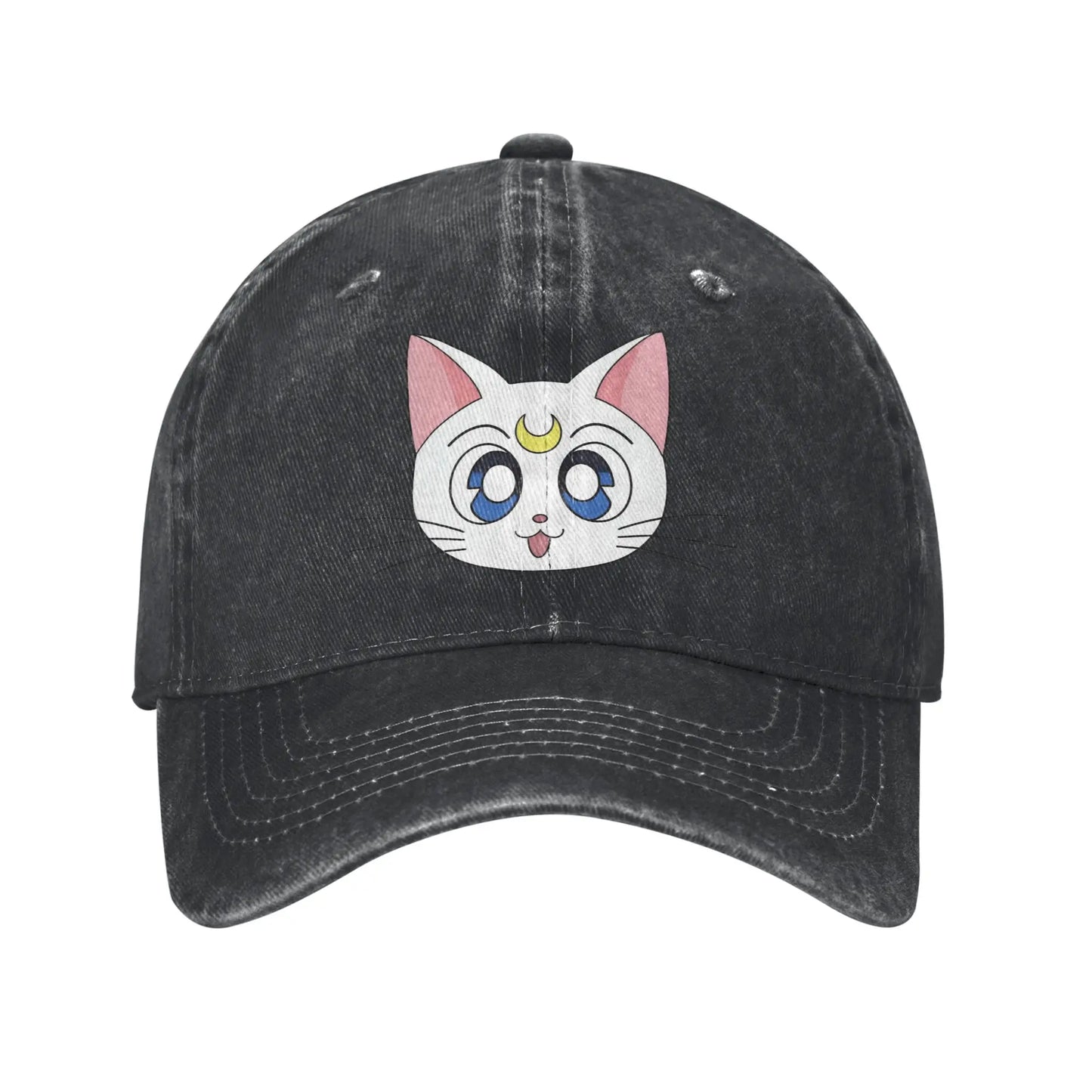 Washed Baseball Cap S-Sailor M-Moon Anime Art Cat Baseball Caps